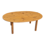 Table basse ovale en pin années 70's