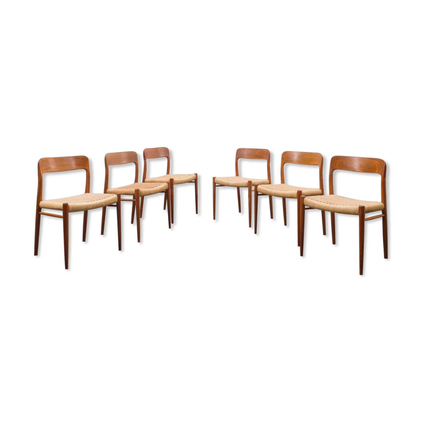 Set of six chairs moeller, denmark, model 75, denmark