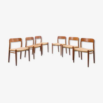 Set of six chairs moeller, denmark, model 75, denmark