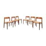Set of six chairs moeller, denmark, model 75, denmark
