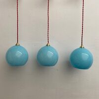 Lot 3 vintage blue opaline hanging lamps