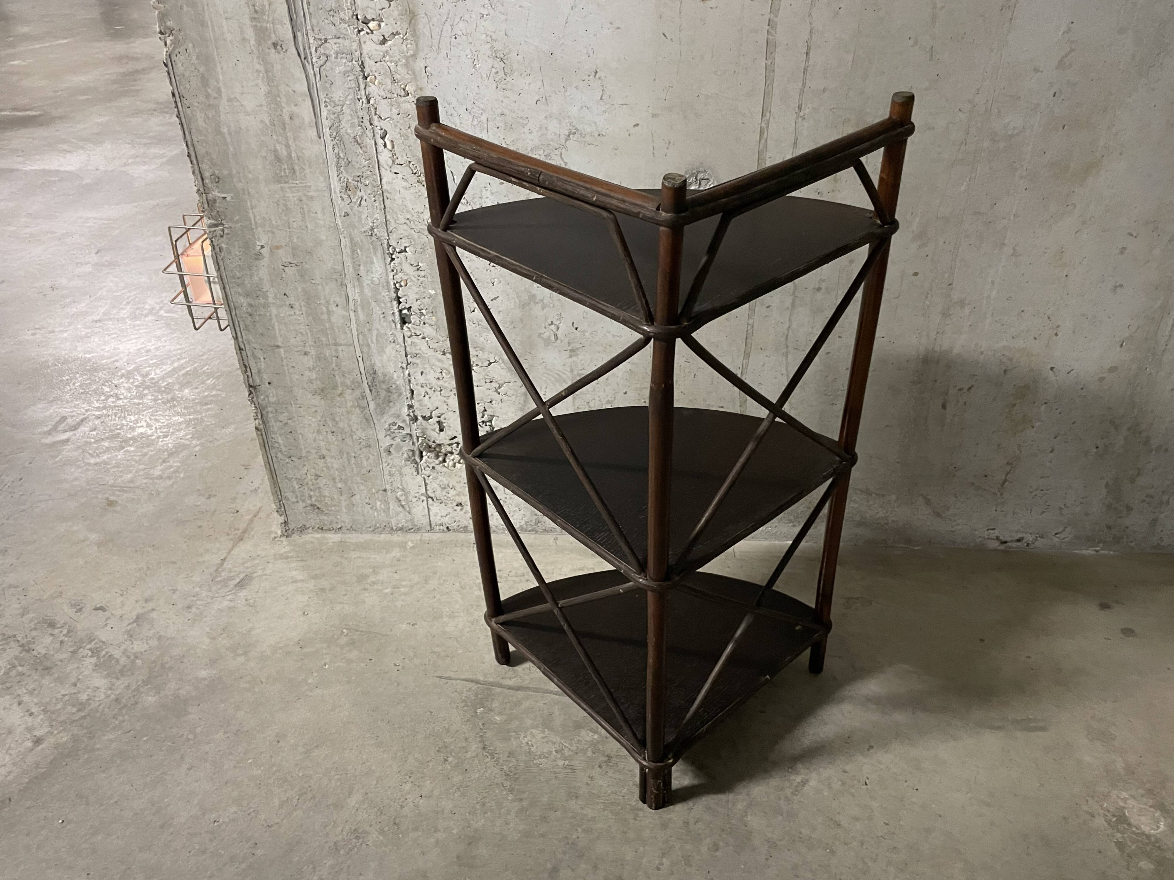 70s rattan corner cabinet