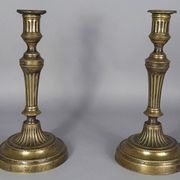 Pair of fluted bronze candlesticks Louis XVI period 27 cm