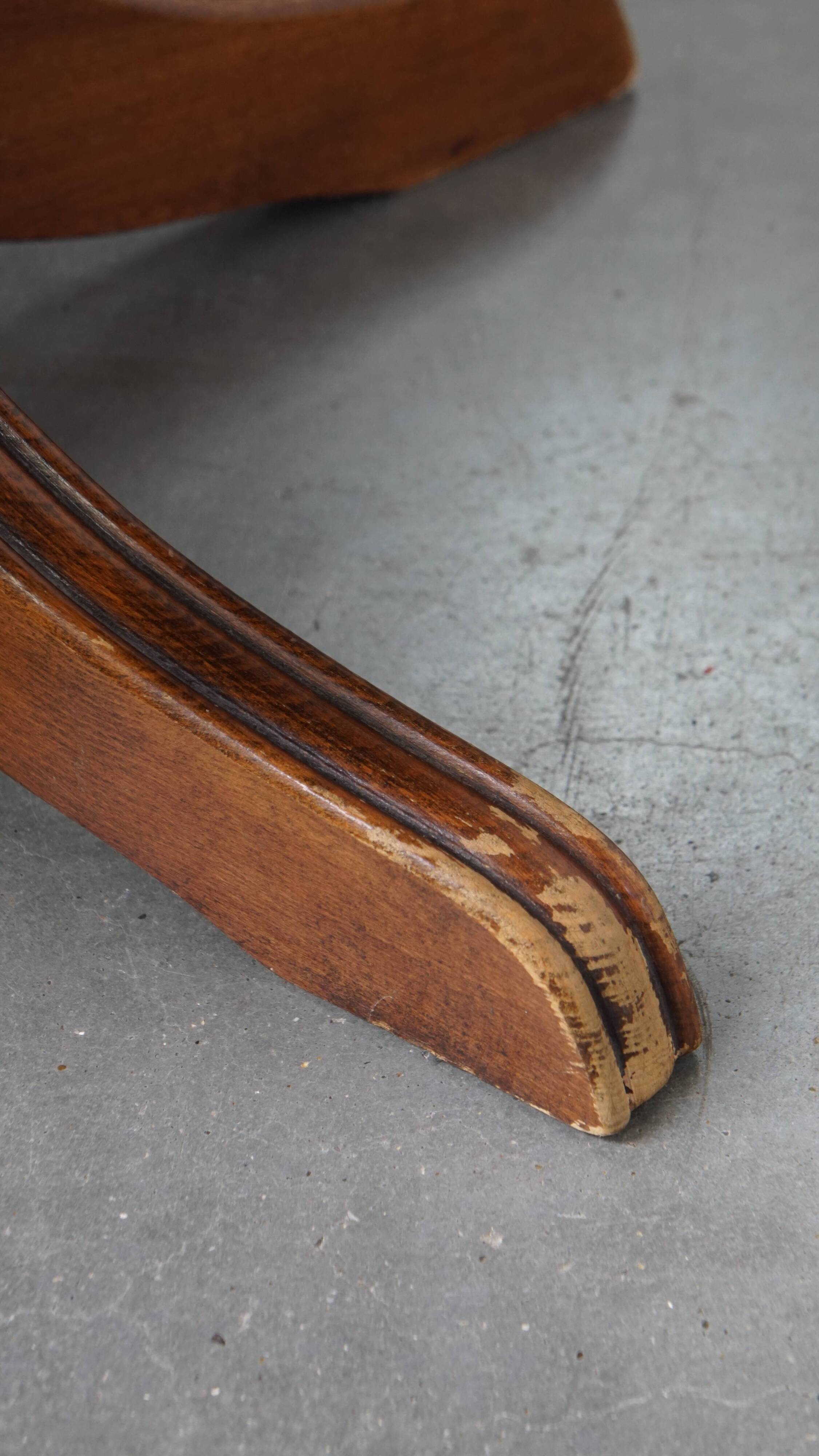 Red Cowhide Leather Chesterfield Office Chair in English Style