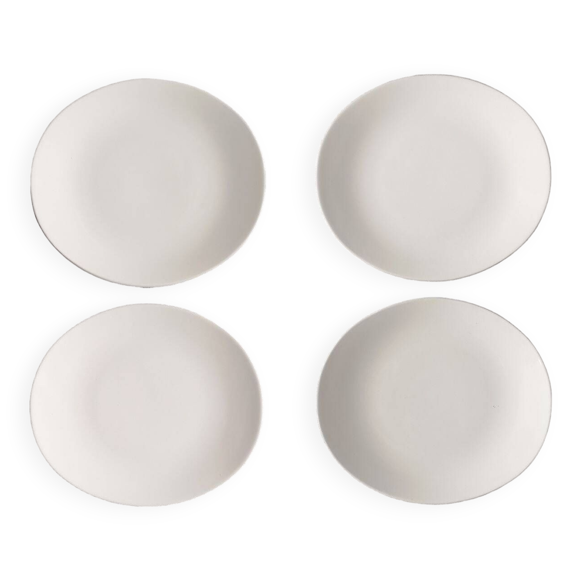 Set of 4 oval enameled ceramic plates - Handcrafted