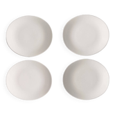 Set of 4 oval enameled ceramic plates - Handcrafted