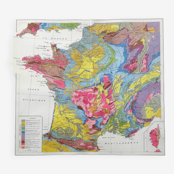 Carte ancienne de la France de 1950 43x43cm