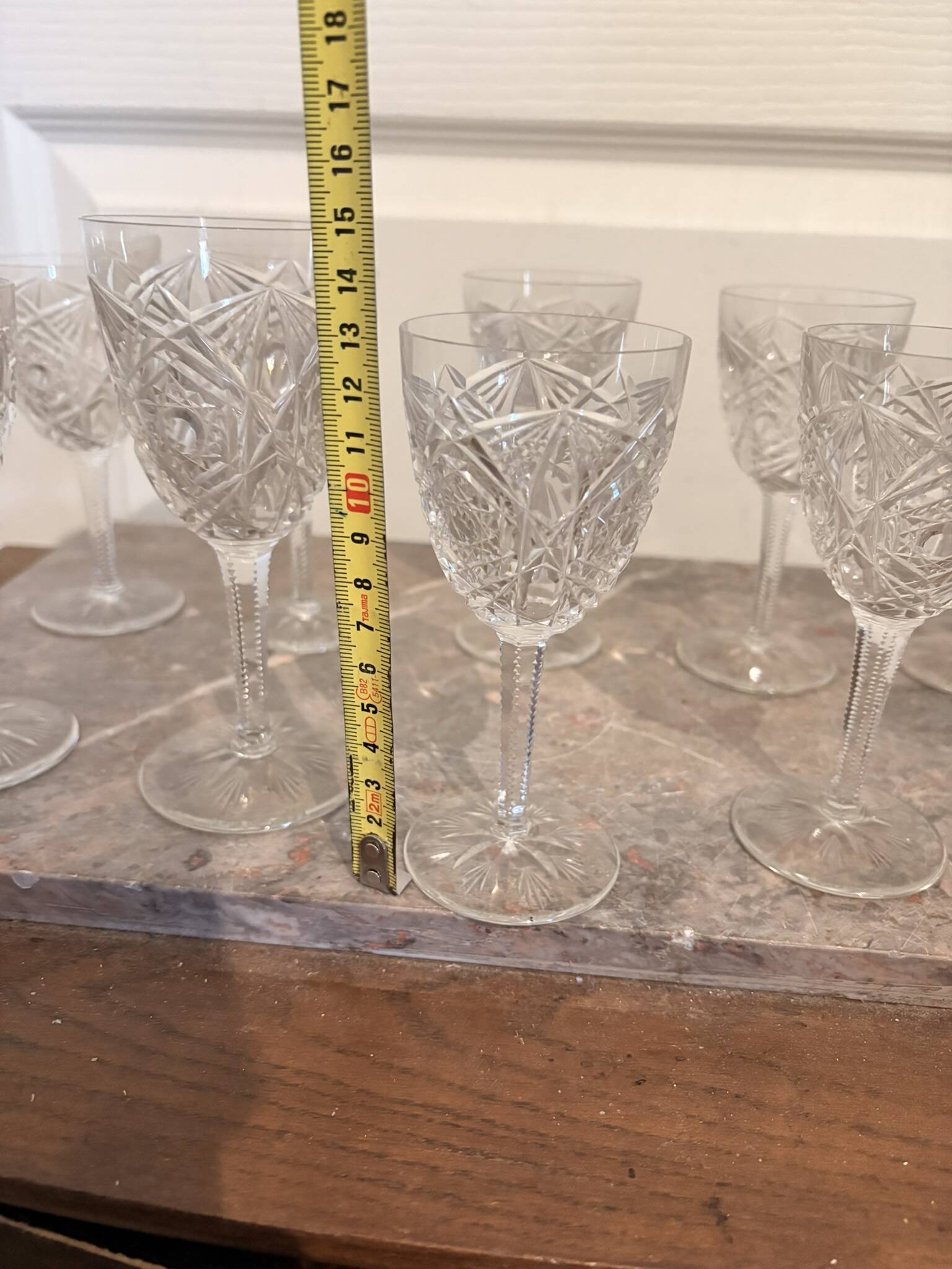 Vintage Service Set 9 Glasses Liqueur Wine Water Baccarat Crystal Lagny