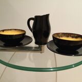 Quimper duo cups and under cups and its small milk jar