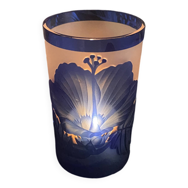 Vase en pâte de verre «&nbsp;hibiscus »