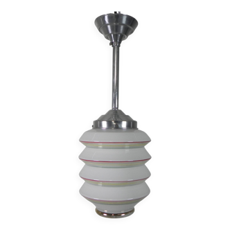 Vintage hanging lamp with glass shade, lantern model, 1950s