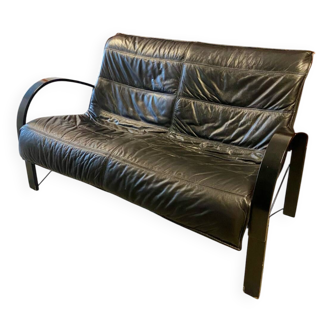 Banquette « Polhem » deux places en cuir par Tord Björklund pour IKEA 1980