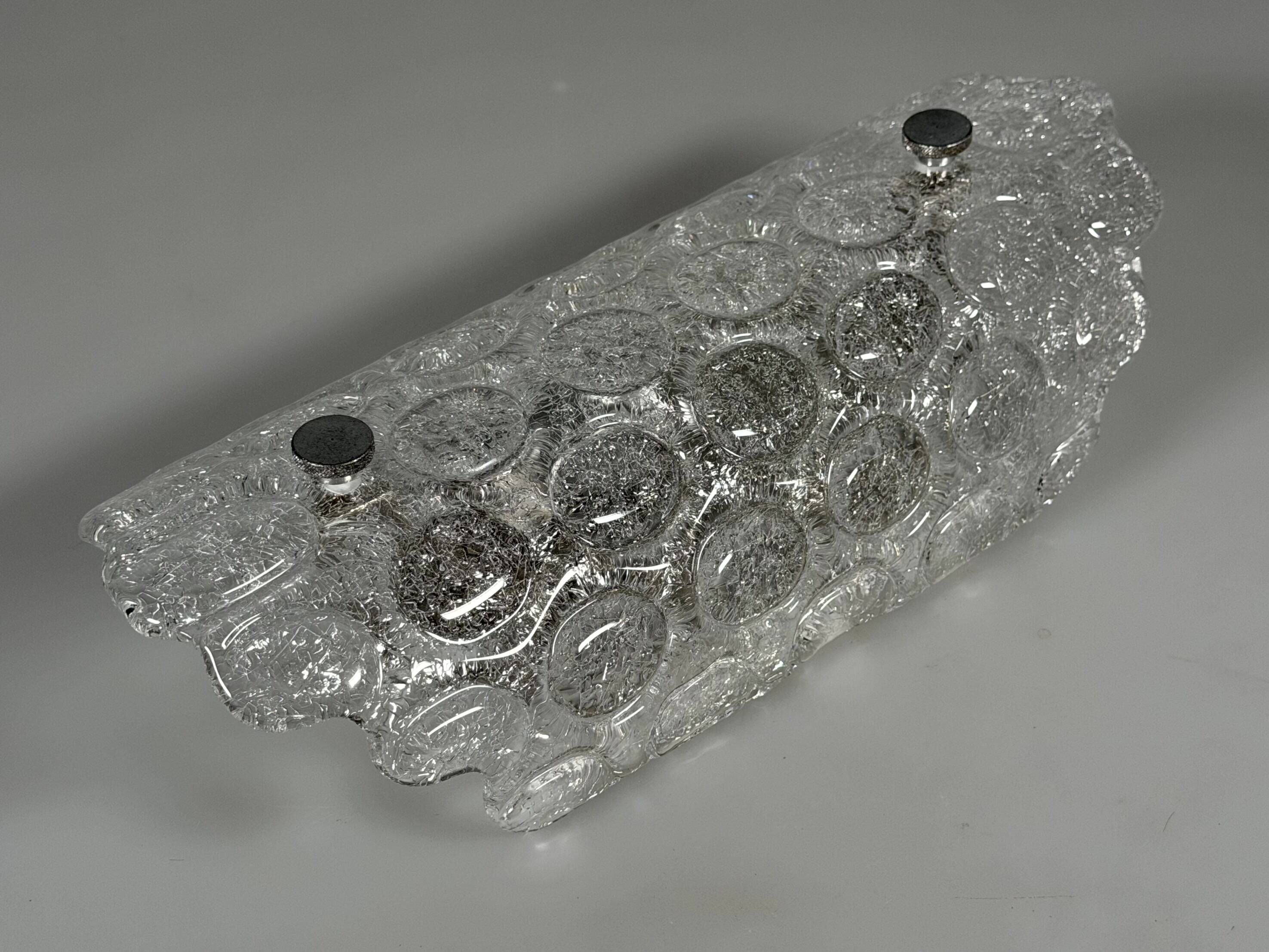 1960s 1970s Wall Lamp Fischer Leuchten Germany Wall Sconce Ice Glass Design