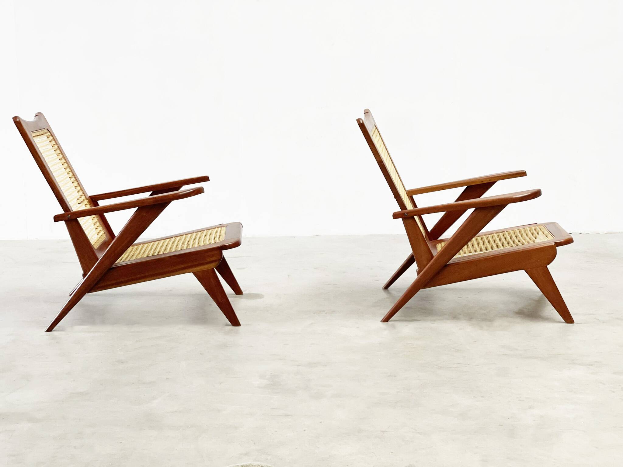 Sculptural french lounge chairs 1950's.