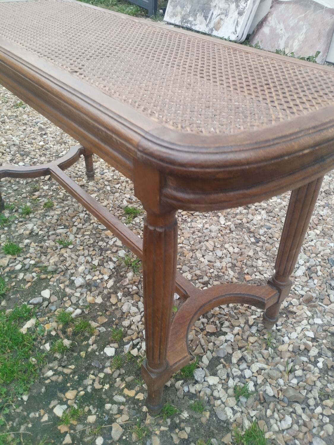 Antique piano bench in Louis XVI style.