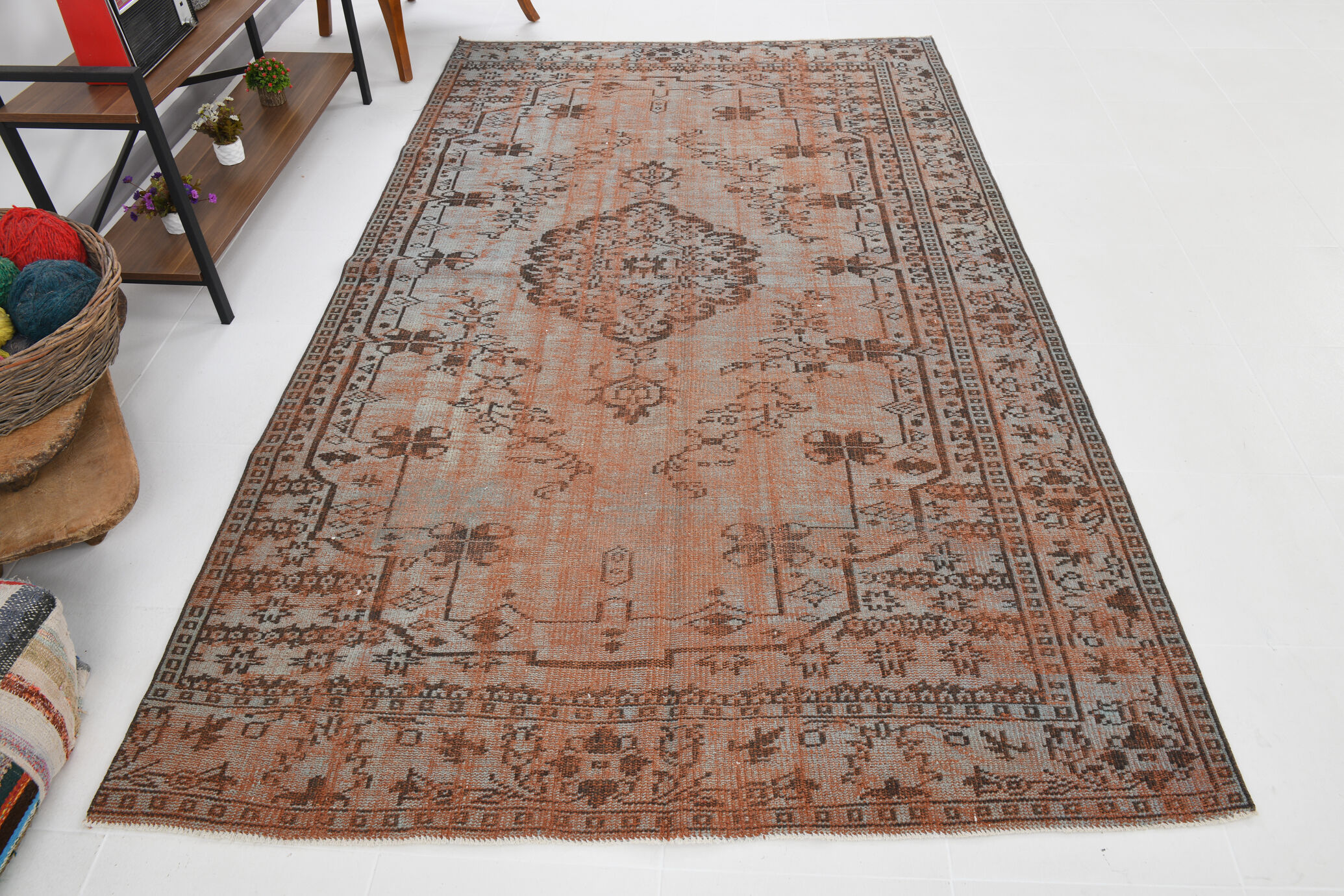 5x9 overdye vintage persian rug, 279x167cm