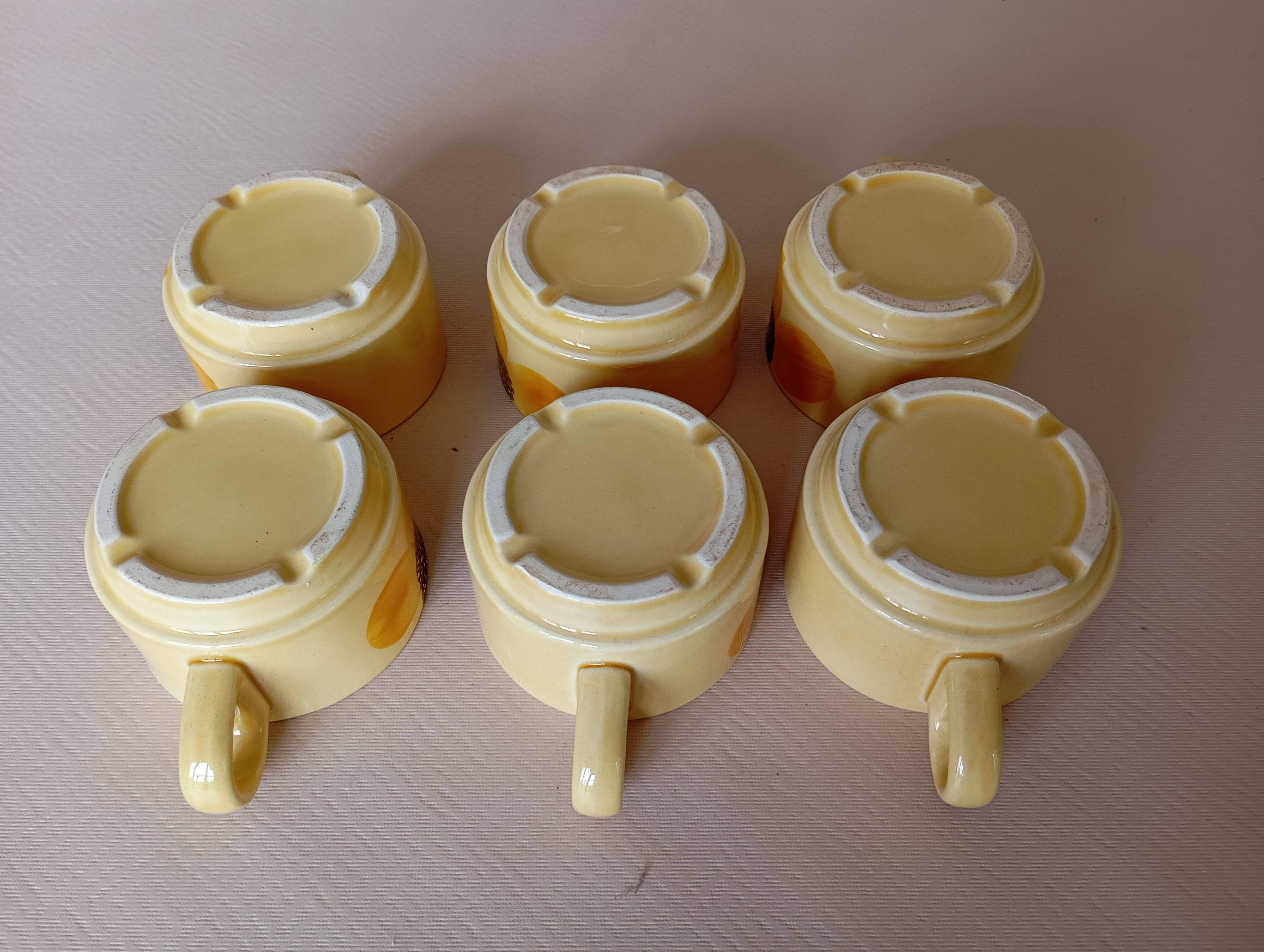 6 Gien "Sun" coffee cups