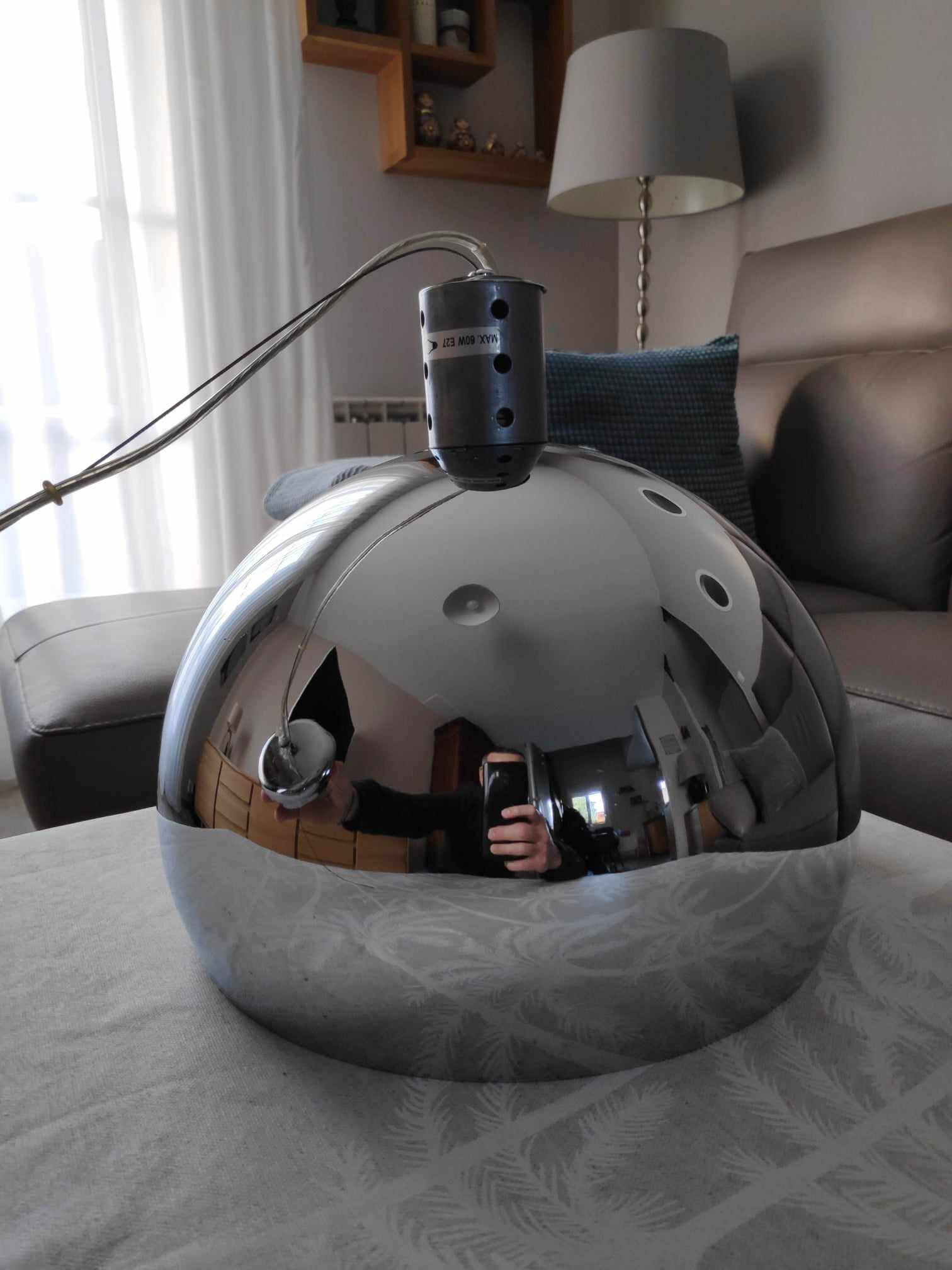 Magnificent vintage chrome pendant light