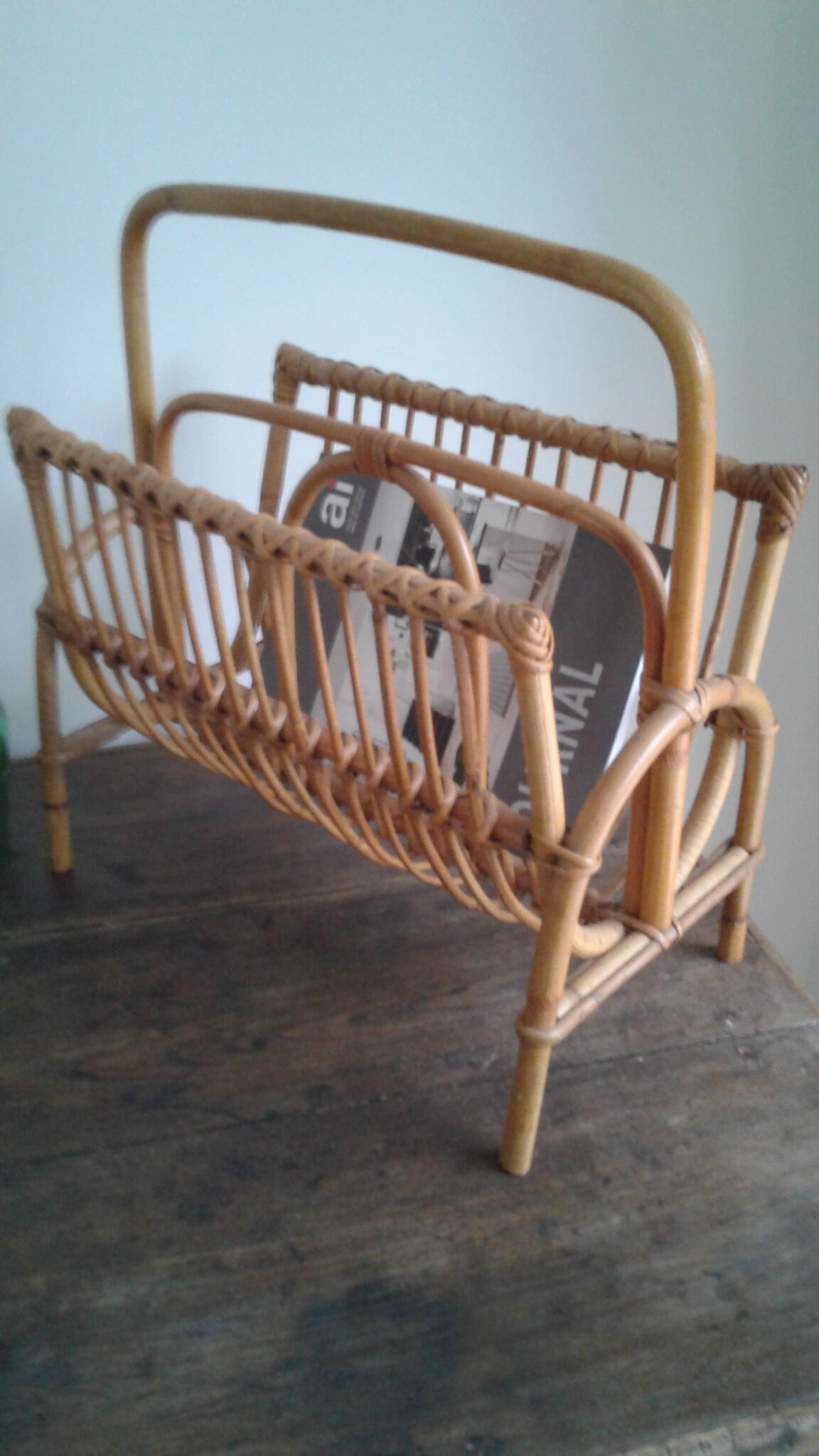 Rattan magazine holders