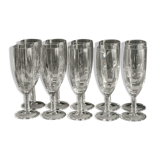 10 flûtes à champagne vintage en verre à facettes