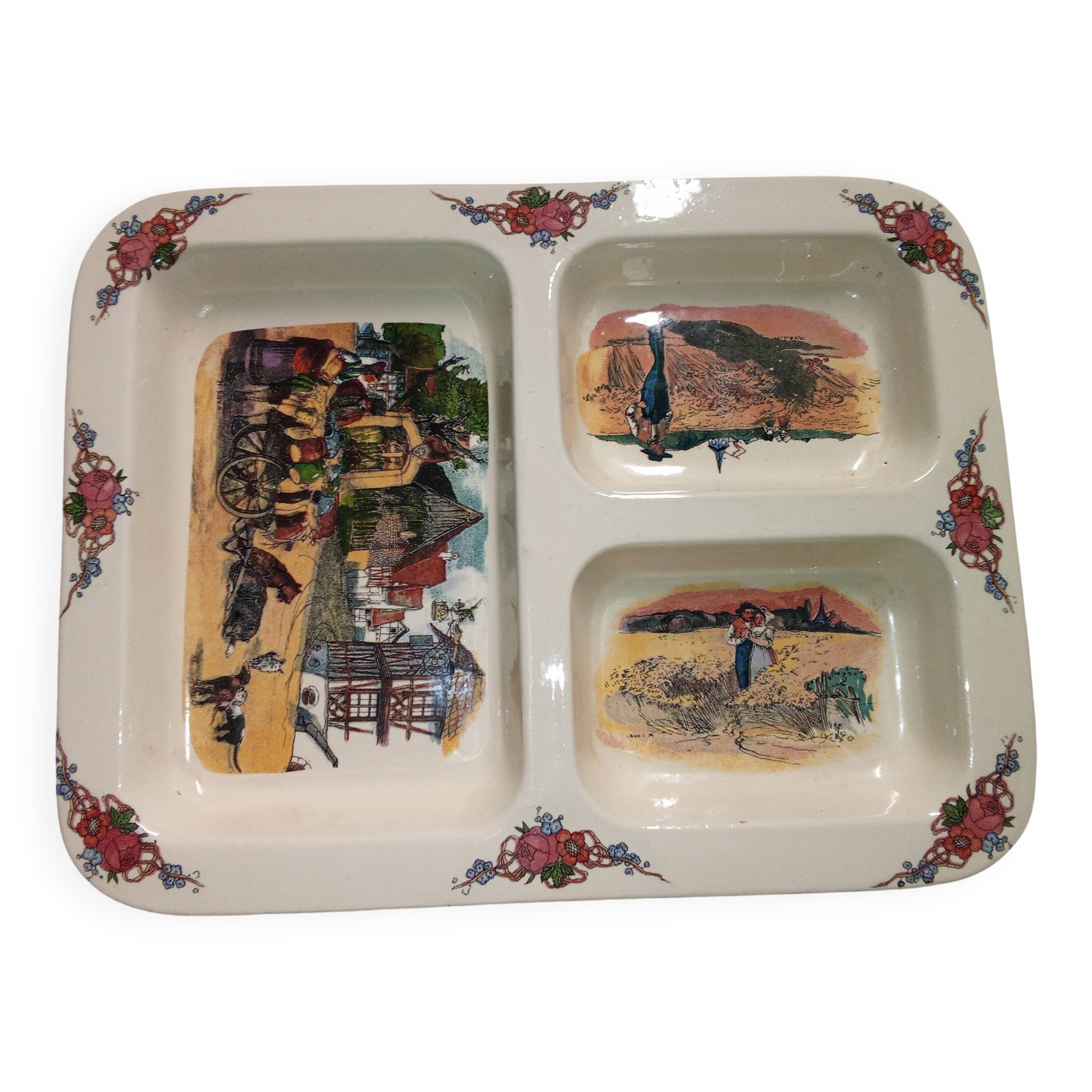 Magnificent compartmentalized dish from Obernai Sarreguemines