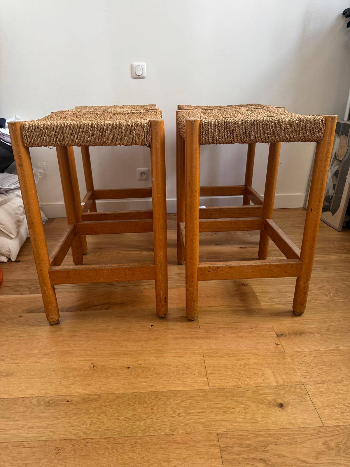 Wood and rope stools