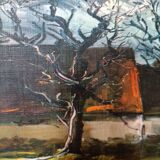 Framed reproduction painting of the painting "La Chaumière" Maurice de Vlaminck