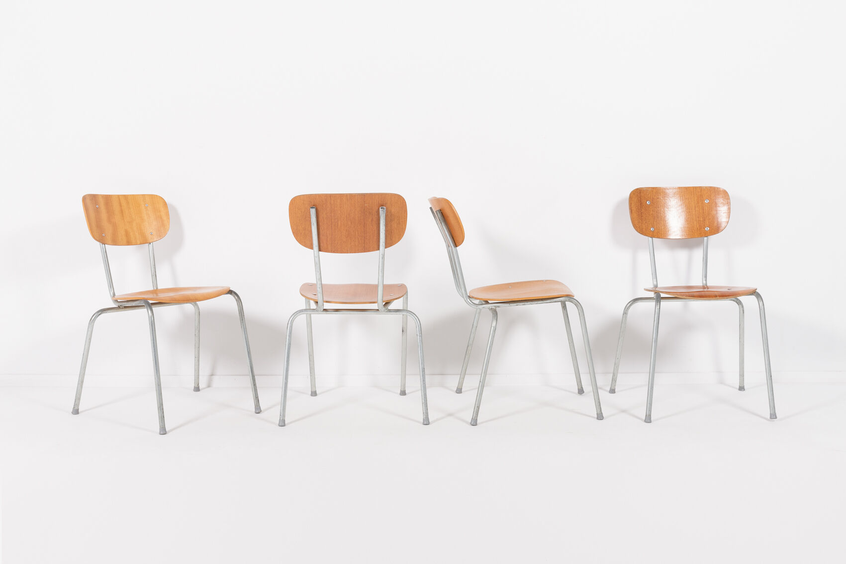 Set of 4 Danish school chairs from the 1960s