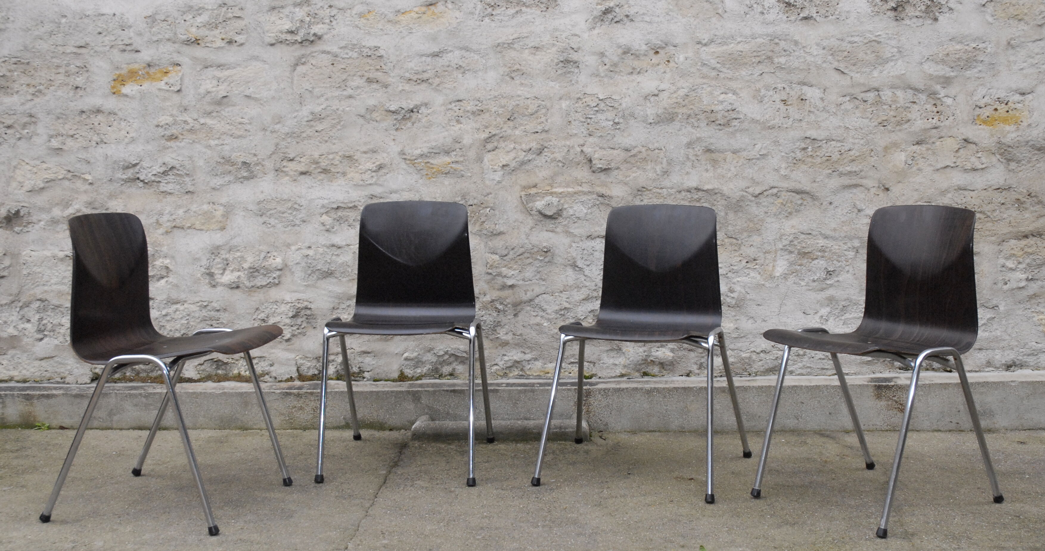 Set of 4 chairs design Galvanitas thur op seat in Pagholz 60-70 years