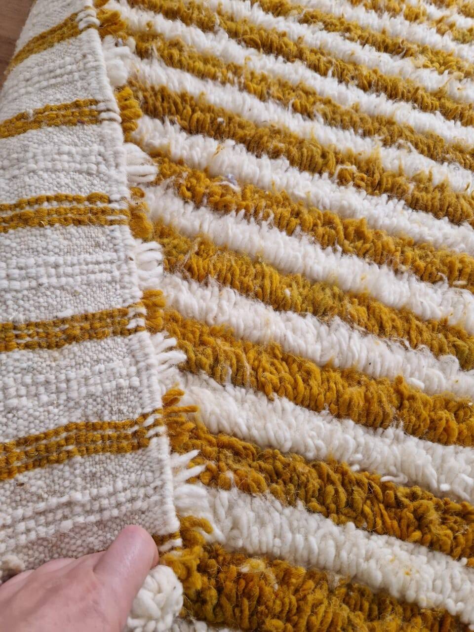 Tapis marocain tissé à la main - design à niveaux marron foncé - laine - 303 x 202 cm