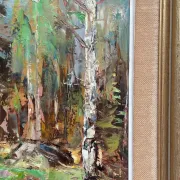 Original Swedish Oil on Canvas – “Birch Forest” by John Sköld – Signed – Dated 1954 – Framed – 40 × 40 cm