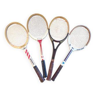 4 vintage wooden tennis rackets