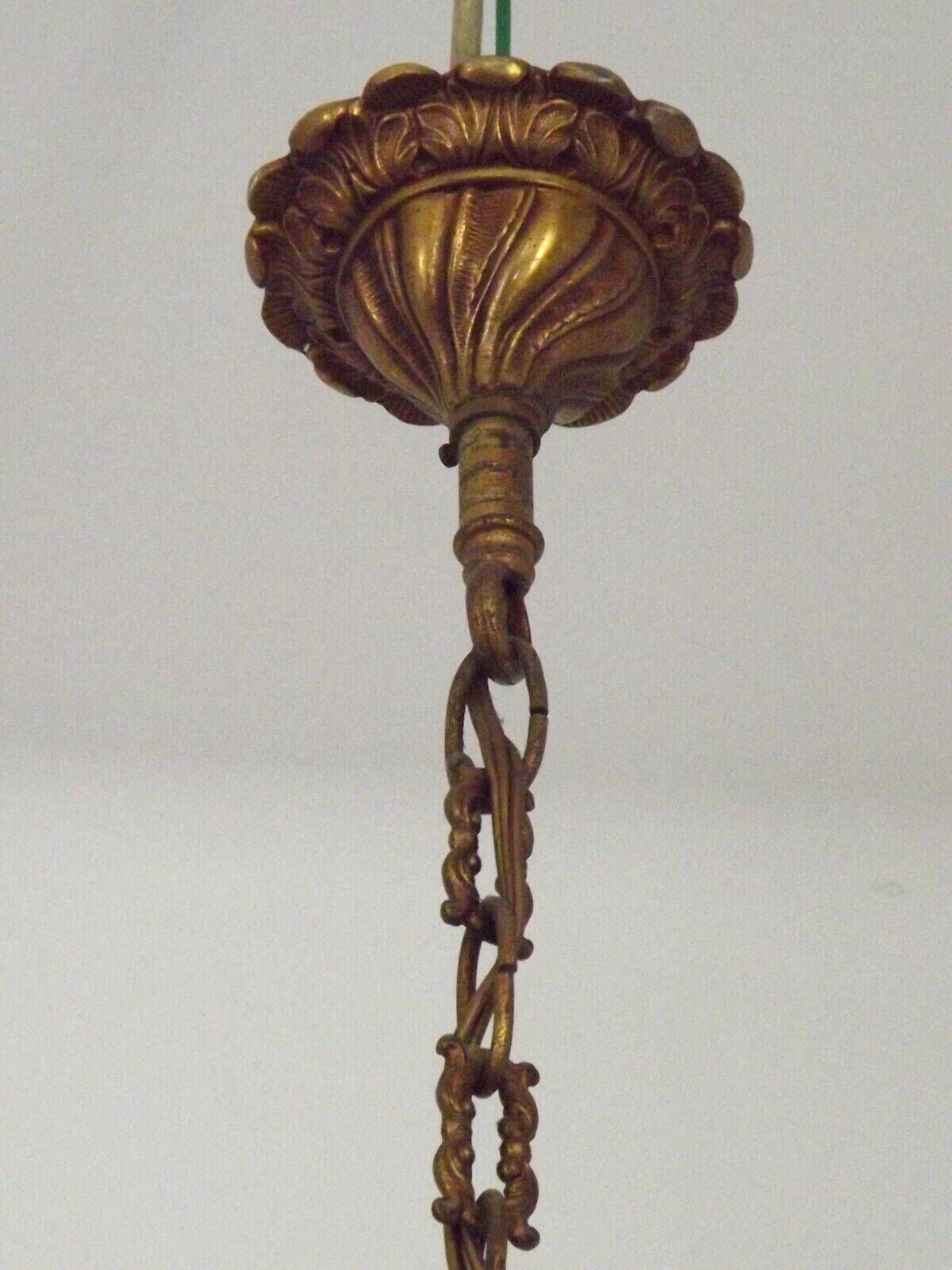 French Vintage Traditional Bronze 6 Light Chandelier Acanthus Leaf Detail 4565