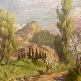 Reyne-marin de pyerne (20th century), landscape of veynes, oil on panel