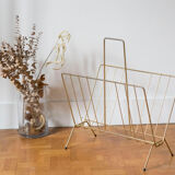 Vintage magazine holder in gold metal