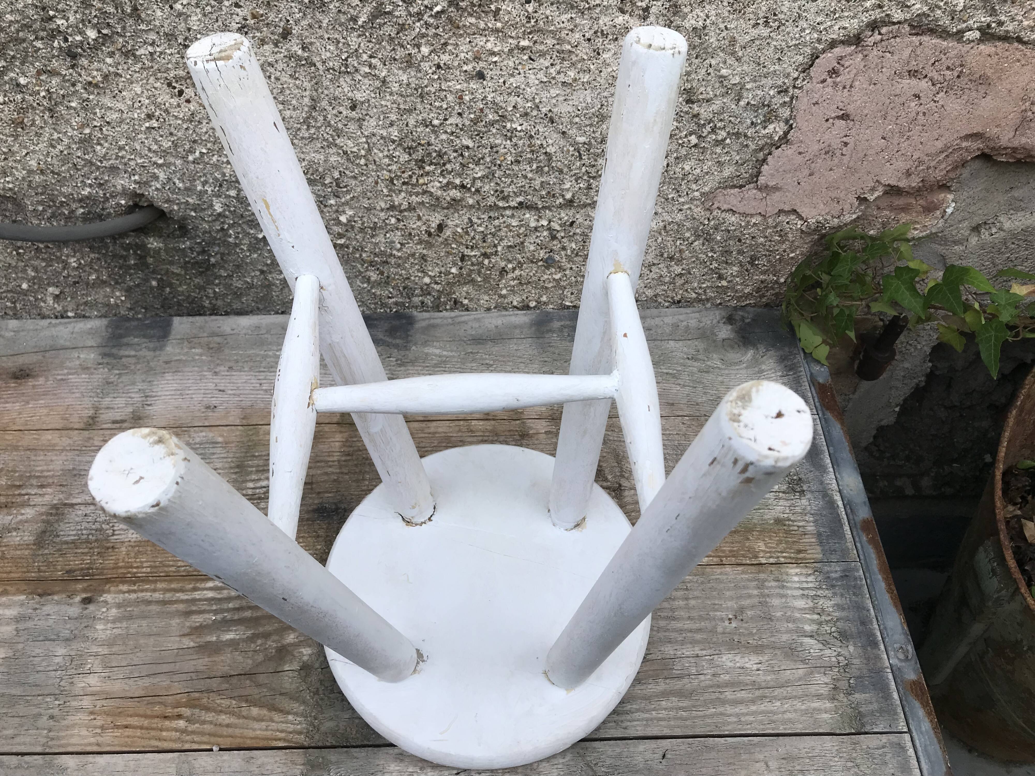 Vintage painted wood stool