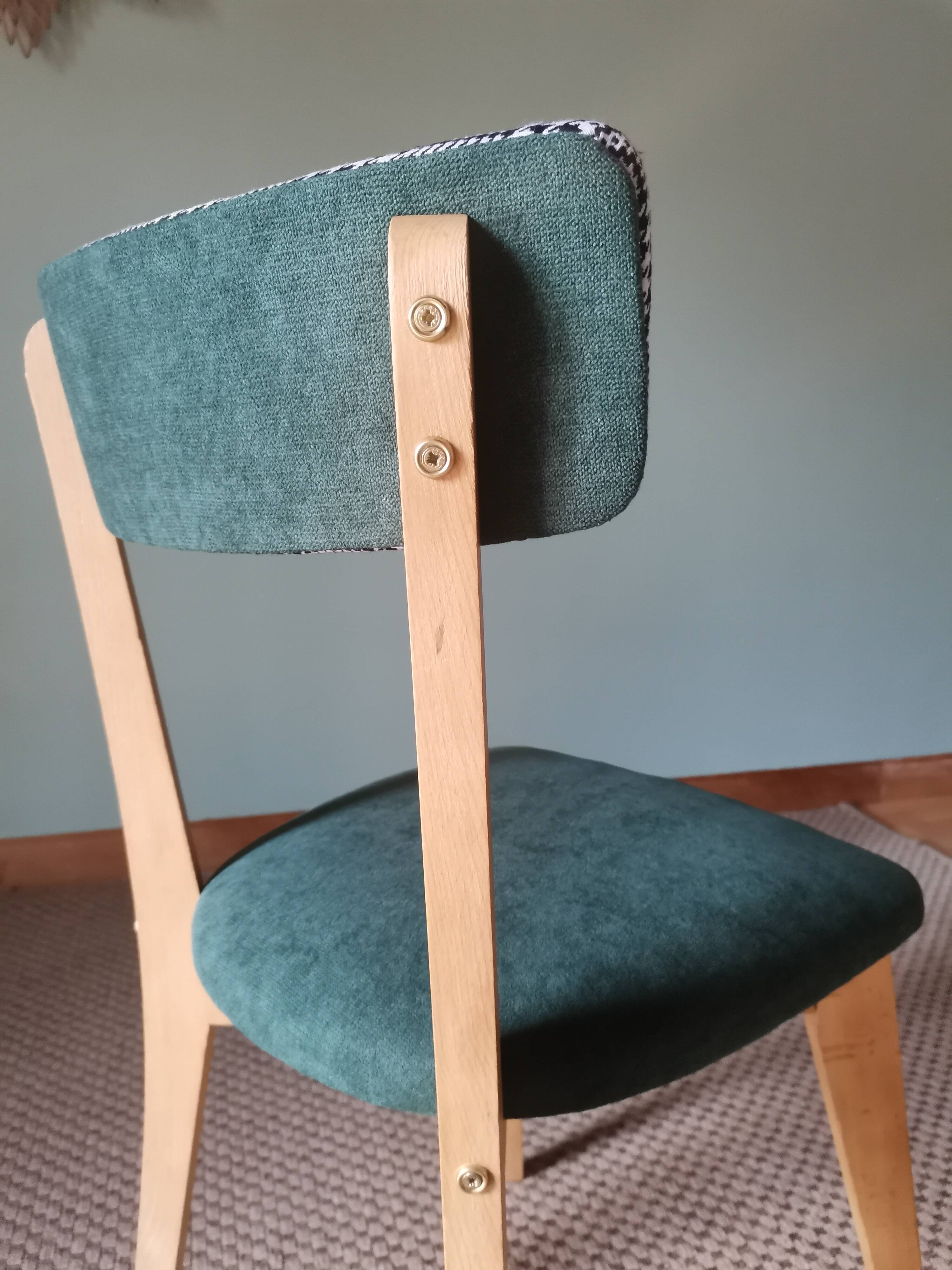 Green bistro chair with houndstooth pattern