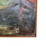 Vintage French Painting With Boats In Harbor by Bourgeois, mid-century