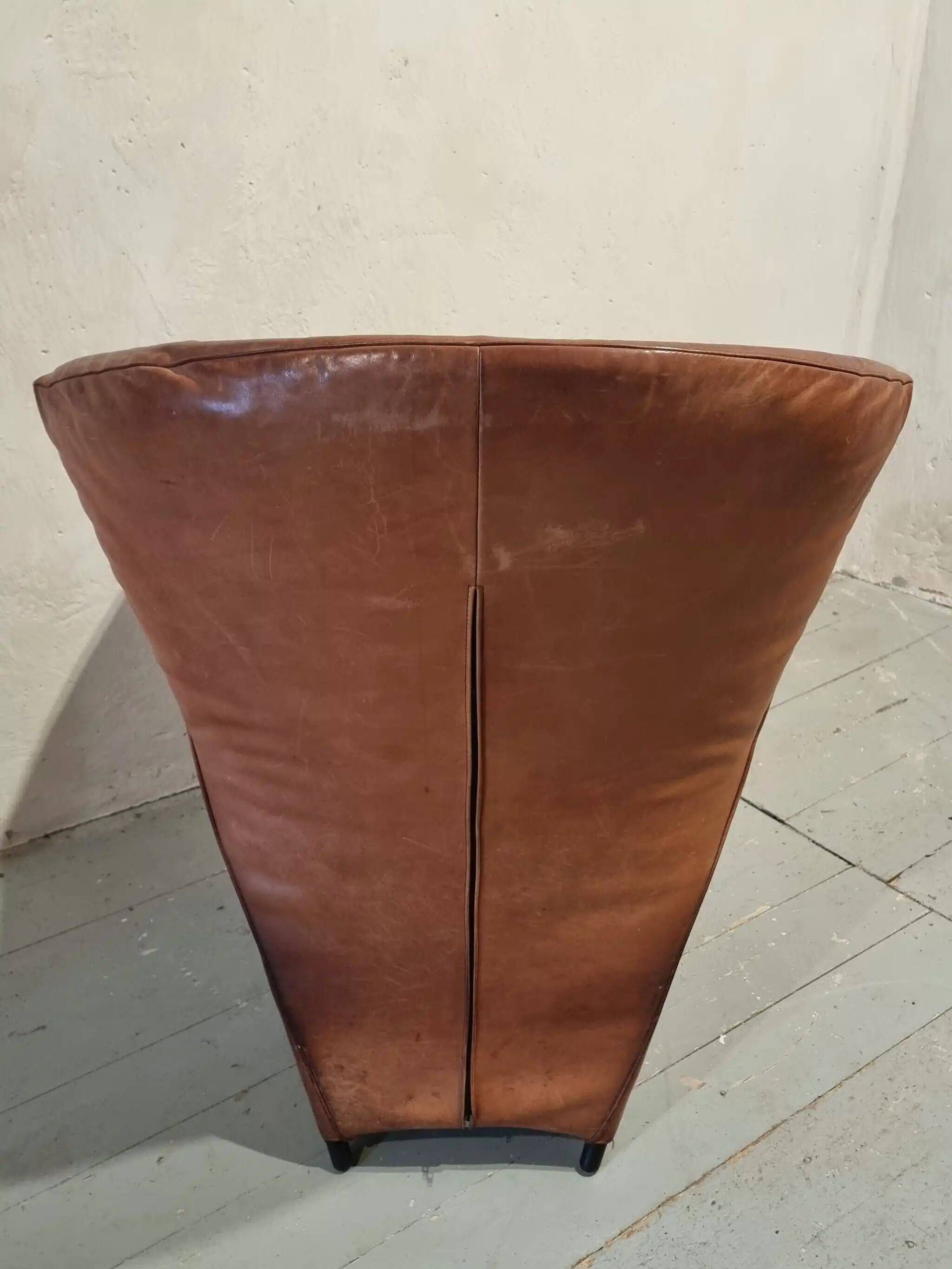 Vintage Dutch leather lounge chair, 1990s, Montis style