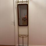Antique brass coat rack with mirror – Vintage entrance hall wardrobe