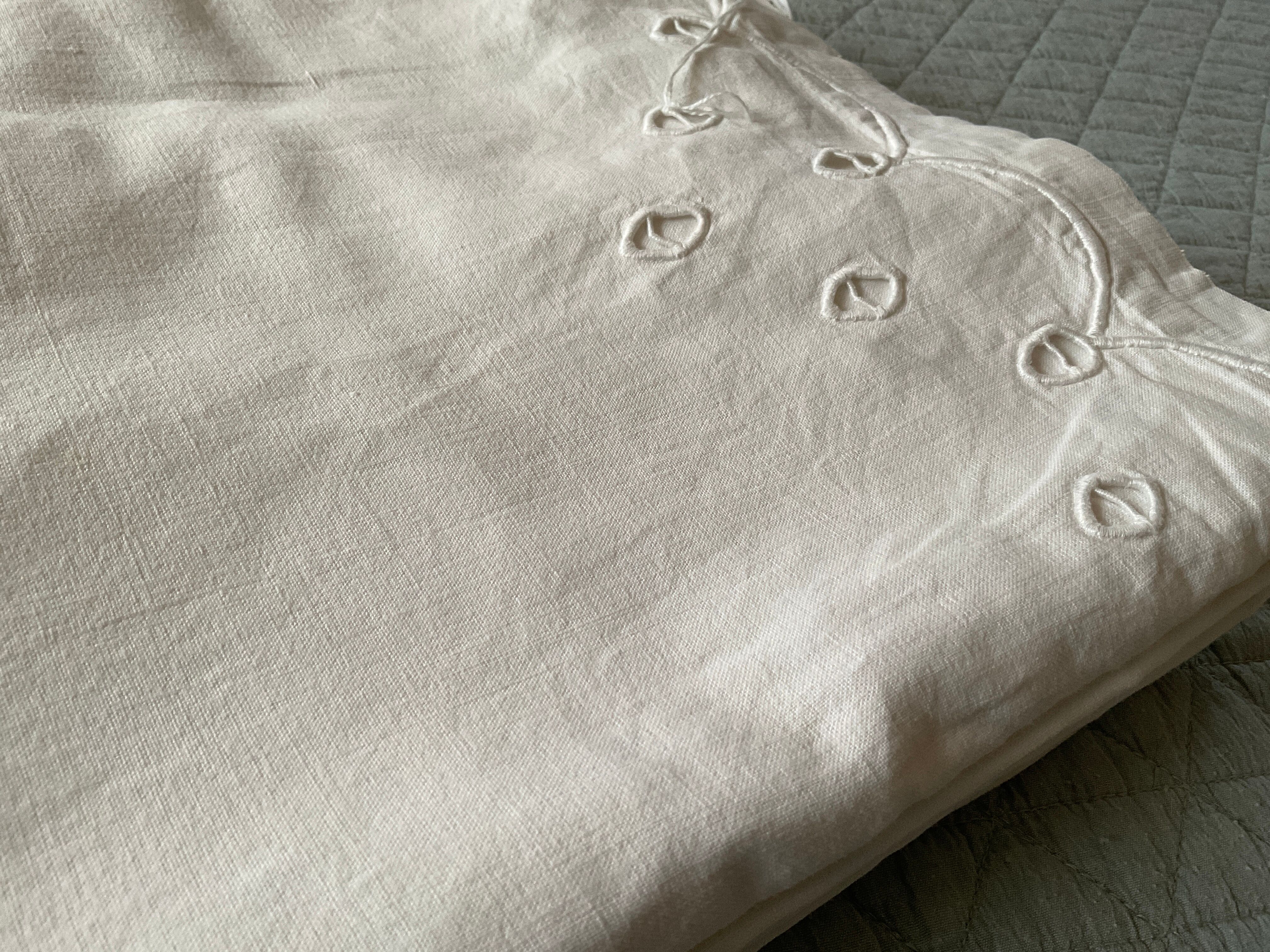 Old linen/cotton sheet openwork top sheet