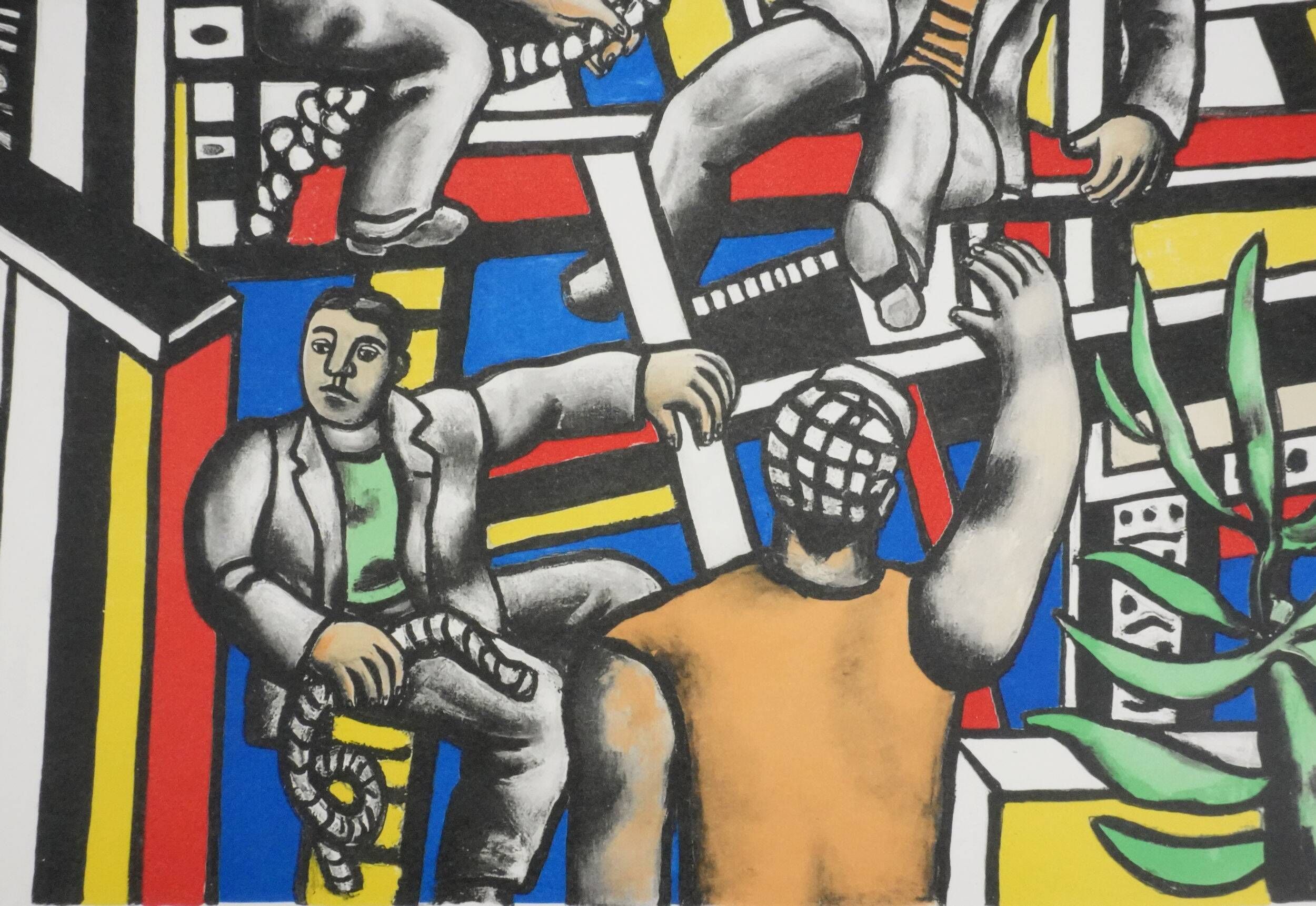 Fernand leger: the builders at the palm tree, signed lithograph