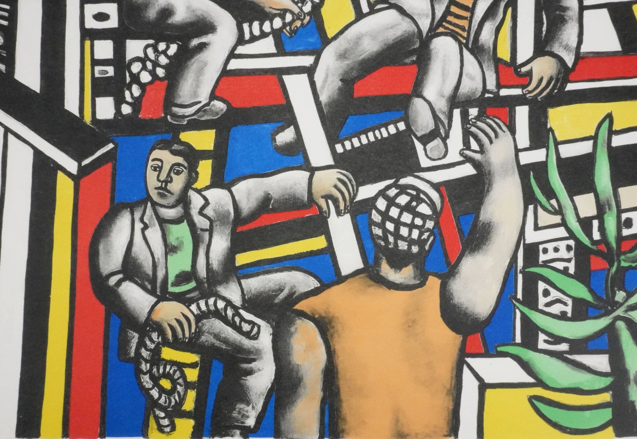 Fernand leger : les constructeurs au palmier, lithographie signée