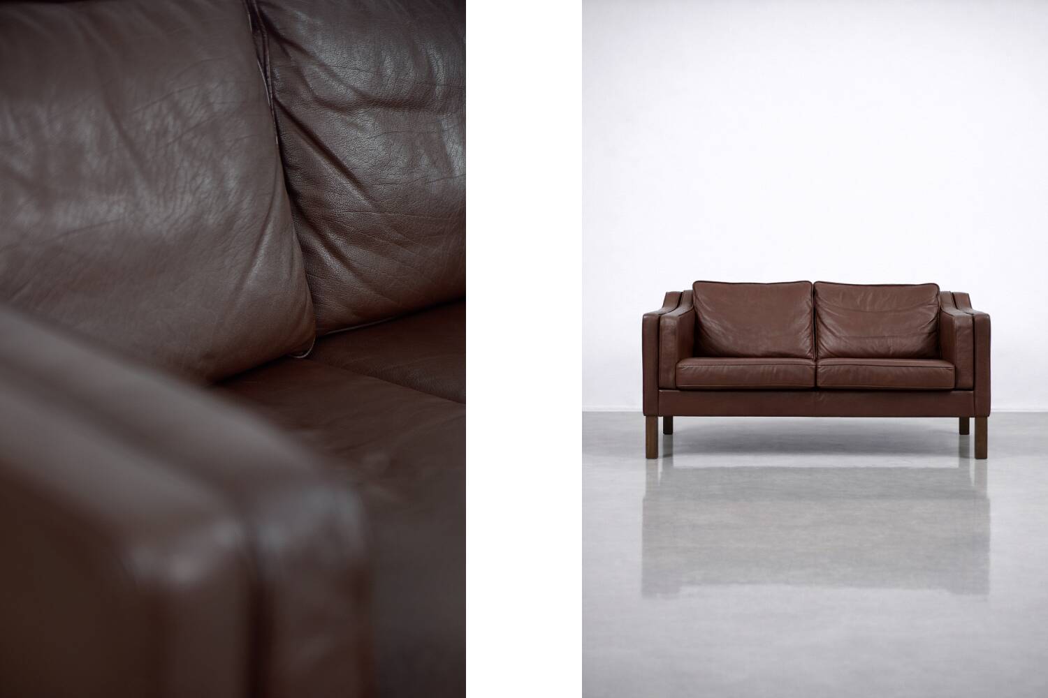 Vintage Mid-Century Scandinavian Modern Brown Leather Sofa, 1970s