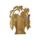 Vintage Fruit Basket with Bow Wood Carving Hand Painted Crackle Wall Decoration 41cm