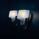 Pair of minimalist vintage seventies blue plastic and plexiglass wall lights