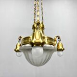 Art Noveau Brass Chandelier, Restored, Germany, 1920's