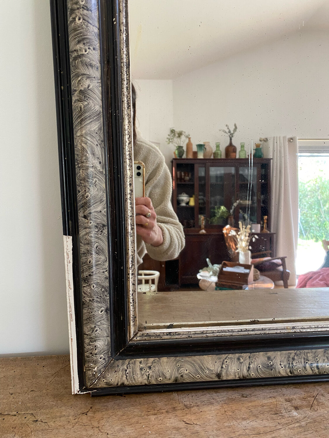 Louis philippe antique mirror with marbled plate