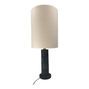 Midcentury brutalist bakelite table lamp, bouclé shade 1960s