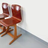 Paire de chaises design vintage ASS Schulmöbel Pagholz Thur-Op-Seat en bois courbé et hêtre